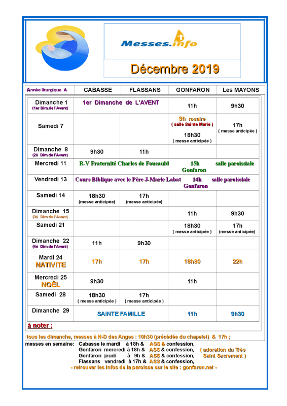 messes decembre