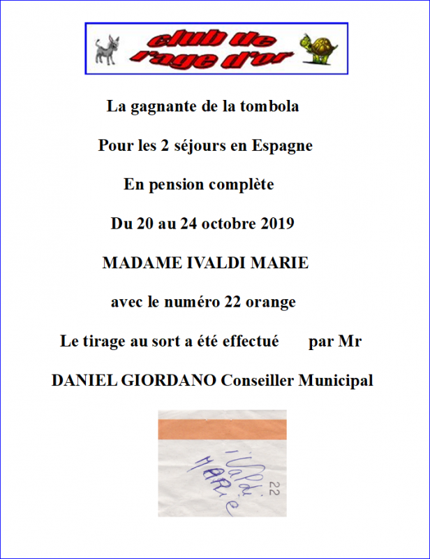 résultat tombola fête association