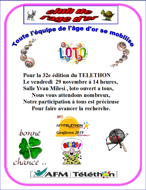 loto telethon club age d'or